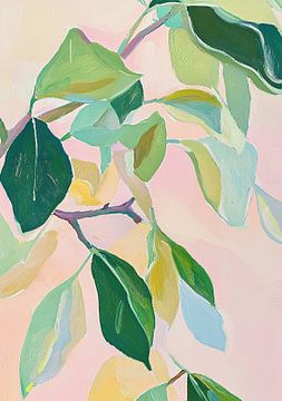 Leaves Nature Foliage Botany Pink Green by Niklas Maximilian