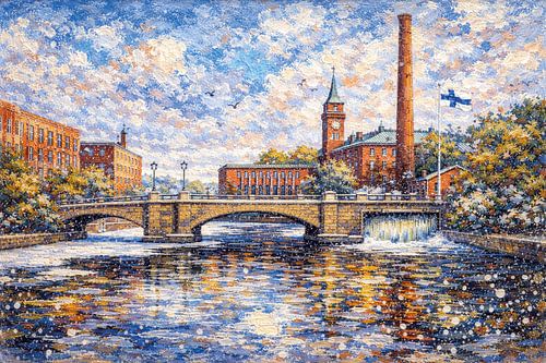 Tampere in Finland, een impressionistisch schilderij.