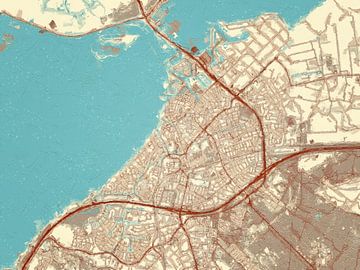 Kaart van Harderwijk in de stijl Blauw & Crème van Map Art Studio