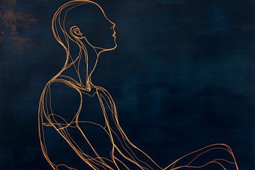 Contemplative line drawing of a person by Poster Art Shop