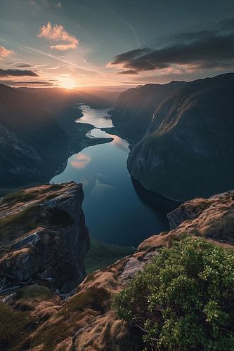 Hiking by the mountain lake