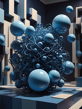 Driedimensionale compositie van bollen en lijnen van Bart Veeken
