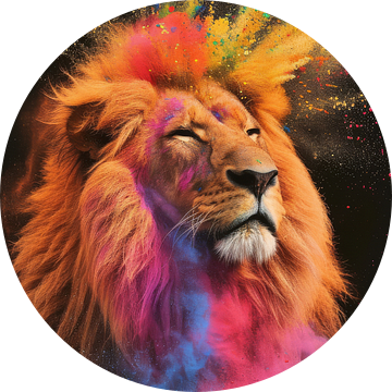 Dromerige Dominantie - De Leeuw in Kleurexplosie van Eva Lee