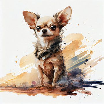 Aquarell Chihuahua Hund von Chromatic Fusion Studio