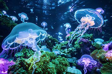 Surreal underwater world with floating jellyfish by Imperial Art House