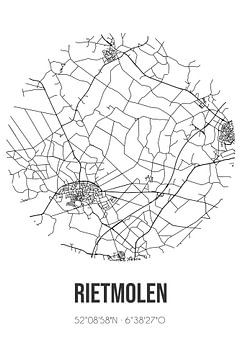 Rietmolen (Gelderland) | Landkaart | Zwart-wit van Rezona