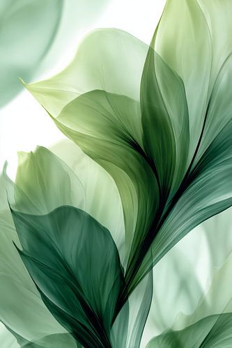 Leaves in Airy Greens Abstract Nature Shape