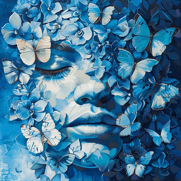 Mystic Garden Muse : Pétales bleus et ballet de papillons par Karina Brouwer