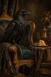 Der Rabe und der Fuchs –  Elegantes Barockporträt von Peter Pen Zeichnungen und Gemälde