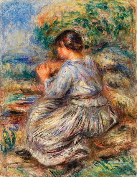 Renoir, Junges Mädchen sitzend in einem Garten (1914) von Atelier Liesjes