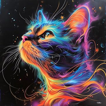 cat - chat en multicolore sur Gelissen Artworks