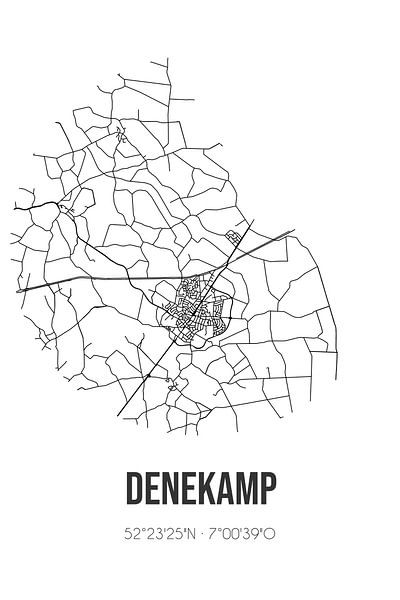 Denekamp (Overijssel) | Landkaart | Zwart-wit van Stad & Wand