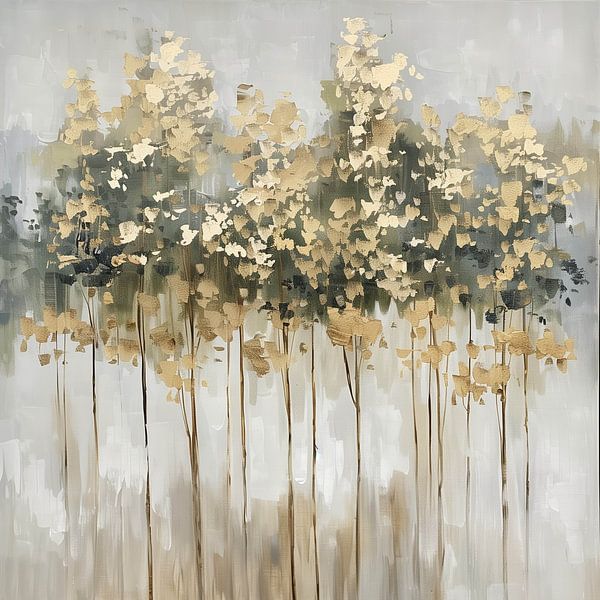Golden Forest in Misty Silence by Color Square