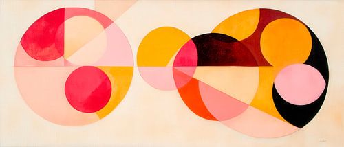 Abstracte kleurengeometrie in rood en geel