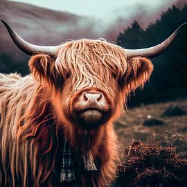 Portrait eines Schottisches Hochlandrind  Illustration