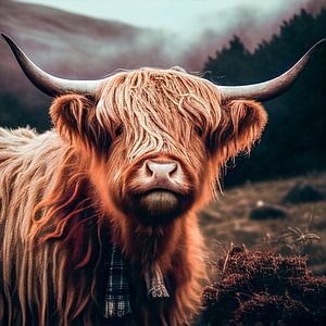 Portrait eines Schottisches Hochlandrind  Illustration