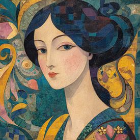 Woman Portrait | Modern Female Portrait With Patterns by Art Whims