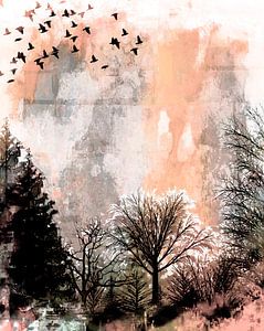 Skandinavischer Herbst Wald Expressionismus