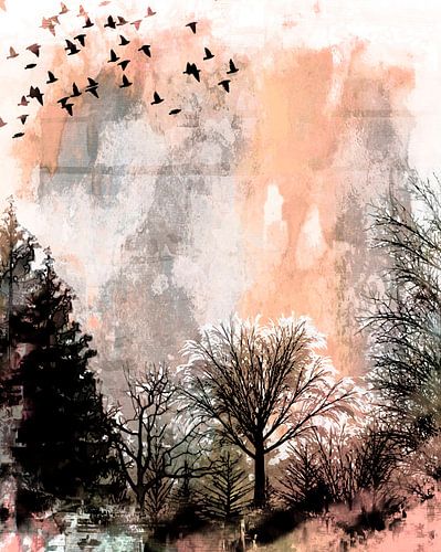 Scandinavisch herfstbos expressionisme