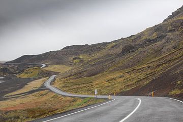Slingerende weg in IJsland van Map of Joy