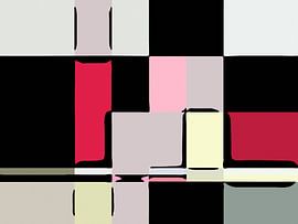 Mondriaan stijl vlakken zwart wit roze van Ready Or Not