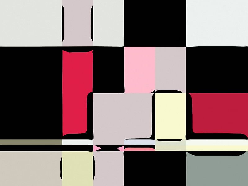 Mondriaan stijl vlakken zwart wit roze par Ready Or Not