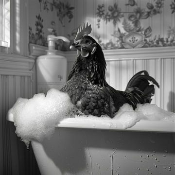 Hahn in der Badewanne - Ein lustiges Badezimmer Bild von Felix Brönnimann