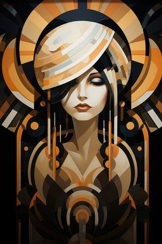 Abstract art deco style with a beautiful woman