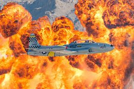 T-33 Shooting Star with fire by Jaap van den Berg