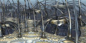 3d render illustration fantasy of a fractal futuristic landscape