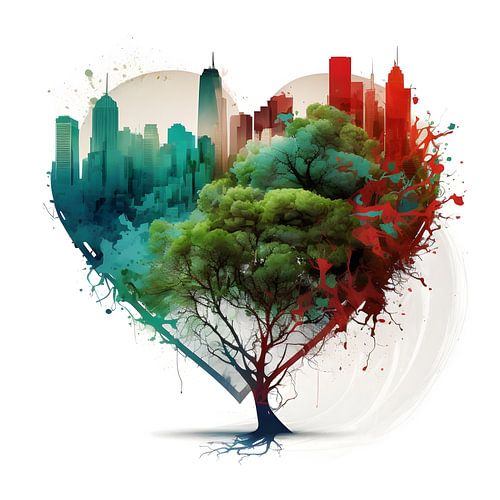 Arbre de ville en forme de cœur