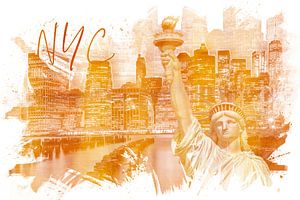 Graphic Art MANHATTAN Collage | gold