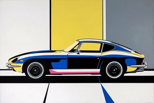 Klassieke auto in abstracte stijl