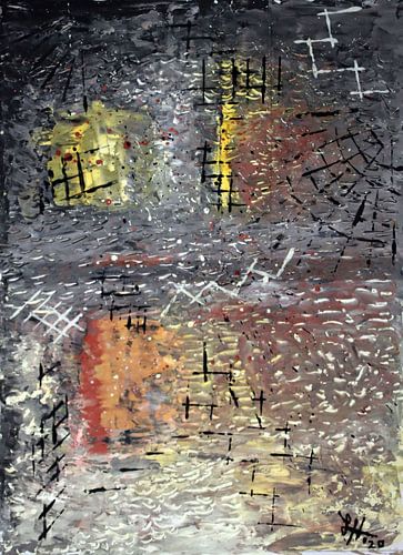 rasterlijnen op bruingele vierkanten, III