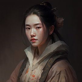 Digital art: "Asian girl" by Carla Van Iersel