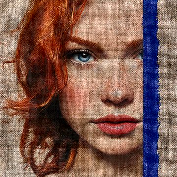 Stijlvol portret van een roodharige dame van Lauri Creates