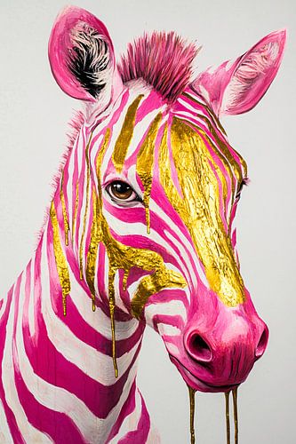 Roze zebra met gouden strepen