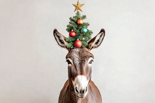 Ezel met kerstboom