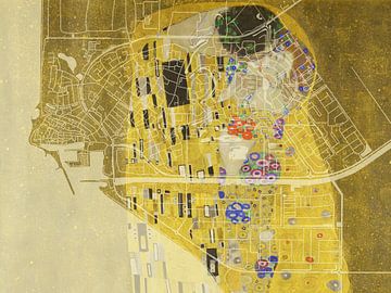 Kaart van Urk met de Kus van Gustav Klimt van Map Art Studio