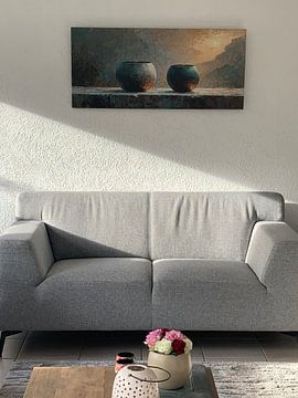 Klantfoto: Stilleven Aardetinten | Rustic Orb Harmony van Kunst Kriebels