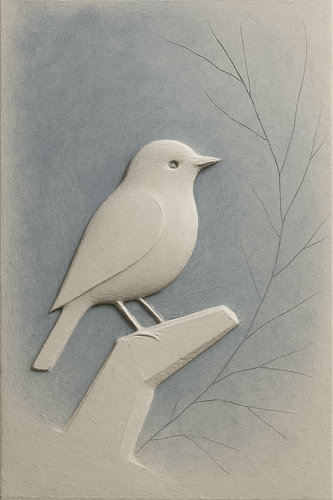 Flachrelief „Gesang“ — Indigo Wabi-Sabi
