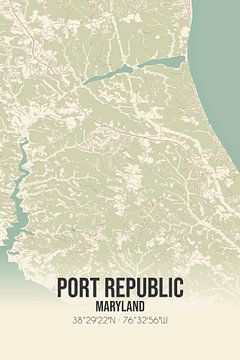 Vintage landkaart van Port Republic (Maryland), USA. van MijnStadsPoster