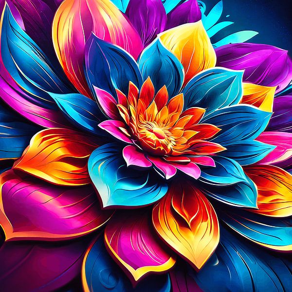 Moderne en abstracte bloem vol kleur van The Photo Artist
