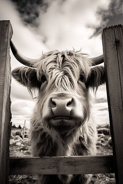Portrait of Scottish Highland cattle on the farm by Thilo Wagner
