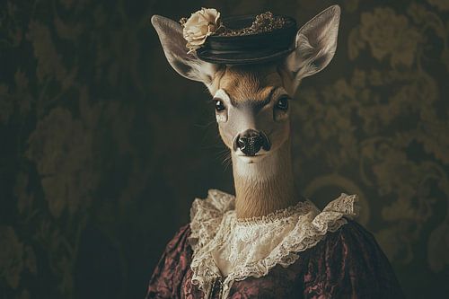 Hert in Victoriaanse kleding