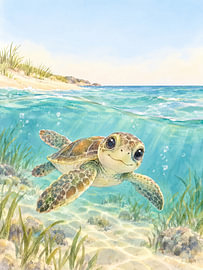 Tortue marine dans la mer de Turquie – algues marines