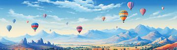 Tanz der Luftschiffe | Ballonfahrt-Landschaft von Abstraktes Gemälde