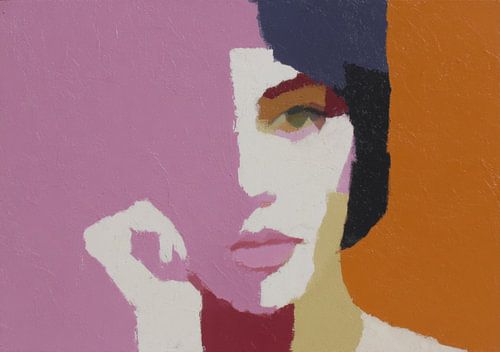 Abstract portret in roze en oranje