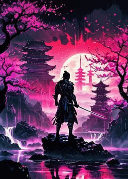 Cyberpunk Samurai Krijger Neon van MIROKKU