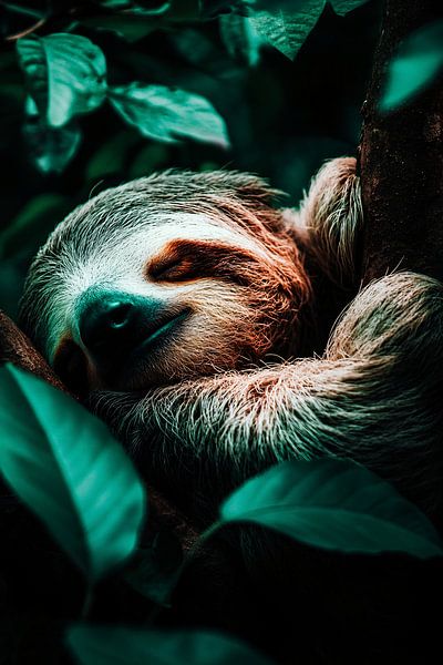 Schlafendes Faultier im dichten Dschungel von Imperial Art House